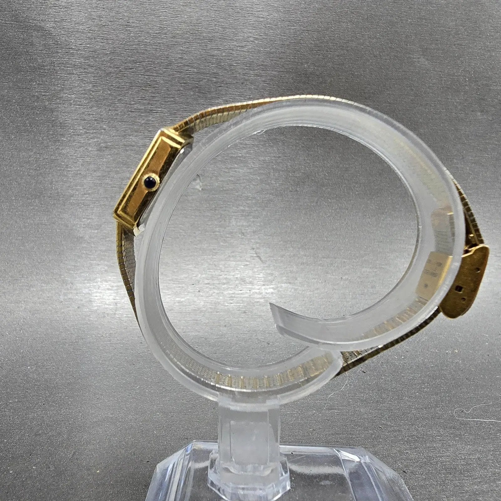 Lucien Piccard Dufonte Tank Watch Women 16mm Gold Dial Gold Tone Hexagon NewBatt7