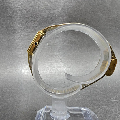 Lucien Piccard Dufonte Tank Watch Women 16mm Gold Dial Gold Tone Hexagon NewBatt7