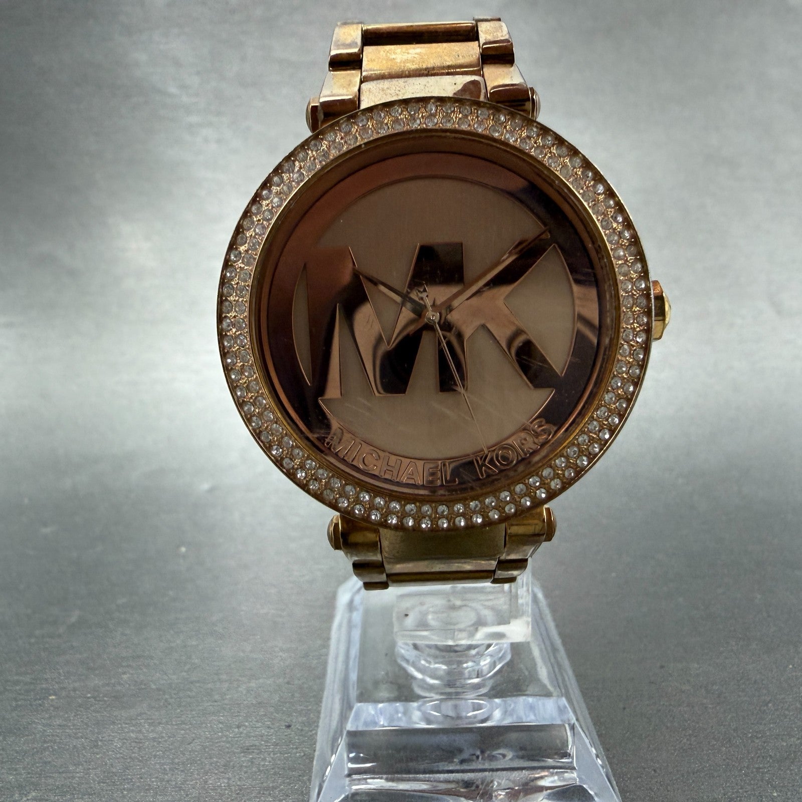 Michael Kors Parker Watch Women 39mm Rose Dial Rose Gold Tone Round New Battery5