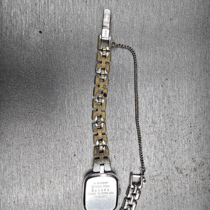 Seiko Watch Women 18mm Silver Dial Silver Tone Rectangle 1400-5190 New Battery11