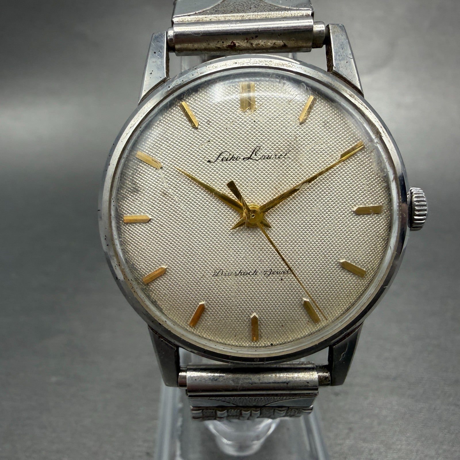 Seiko Lauer Watch Men 35mm Silver Dial Silver Tone Round Manual J14014 PARTS VTG0