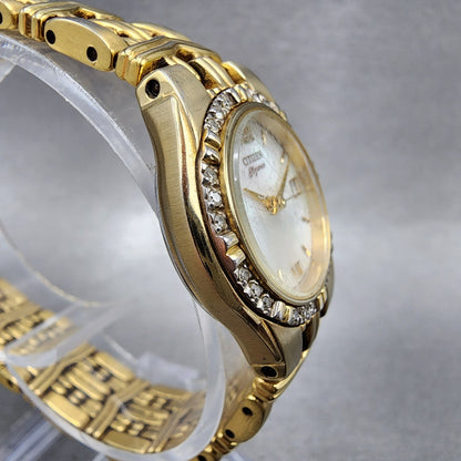 Citizen Elegance Watch Women 25mm MOP Dial Gold Tone Date 1010H14339 NewBattery3
