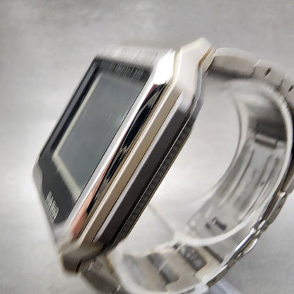 Casio HotBiz Watch Men 35mm Digital Silver Tone Rectangle VDB2100 New Battery2