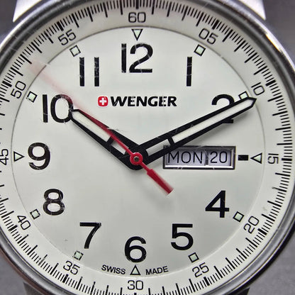 Wenger Attitude Watch Men 42mm White Dial Steel Daydate 01.1541.106 New Battery1