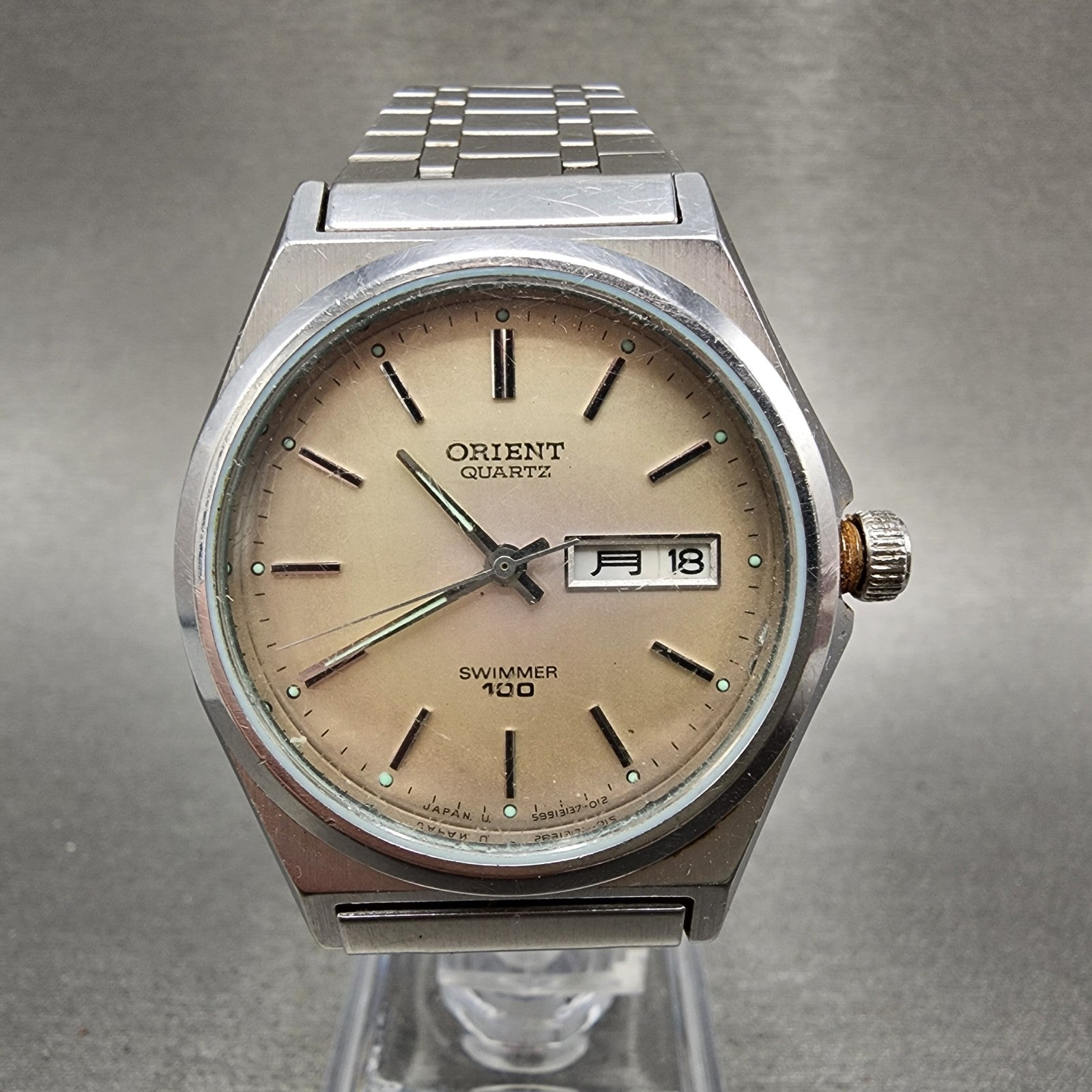 Orient Swimmer 100 Watch Men 36mm White Dial Silver Tone Daydate G58931370 PARTS0