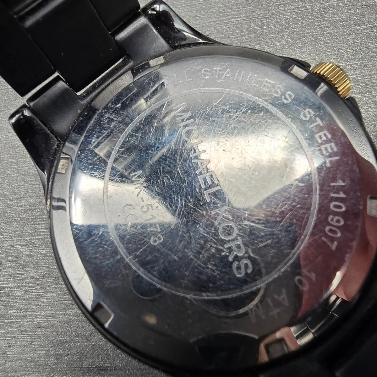 Michael Kors Madison Watch Men 42mm Black Dial Black Date MK-5173 New Battery10