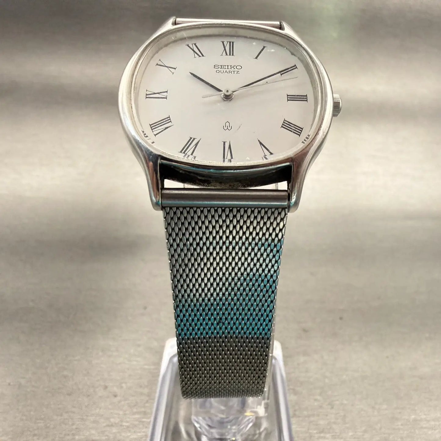 Seiko Watch Men 34mm White Dial Silver Tone Oval 6431-5040 New Battery Vintage5