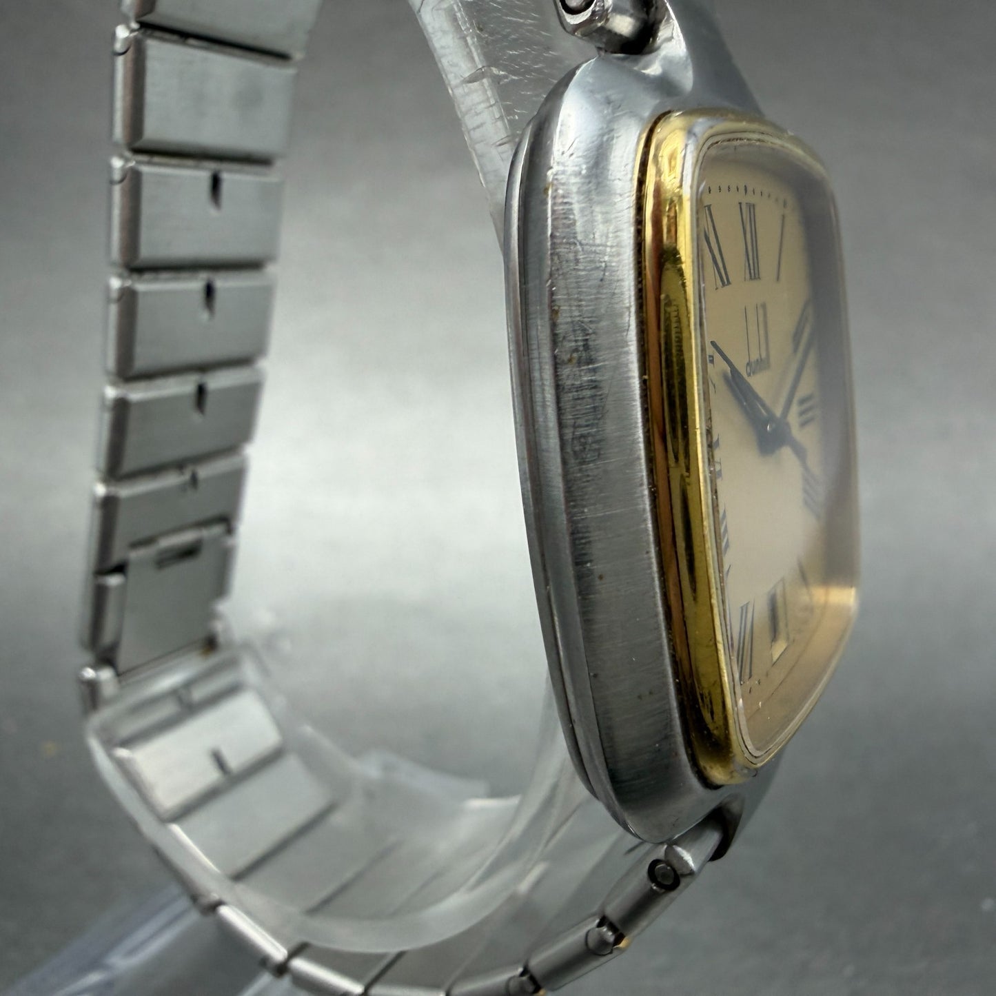 Dunhill Millennium Watch Men 31mm Gold Dial Two Tone Date Rectangle New Battery3