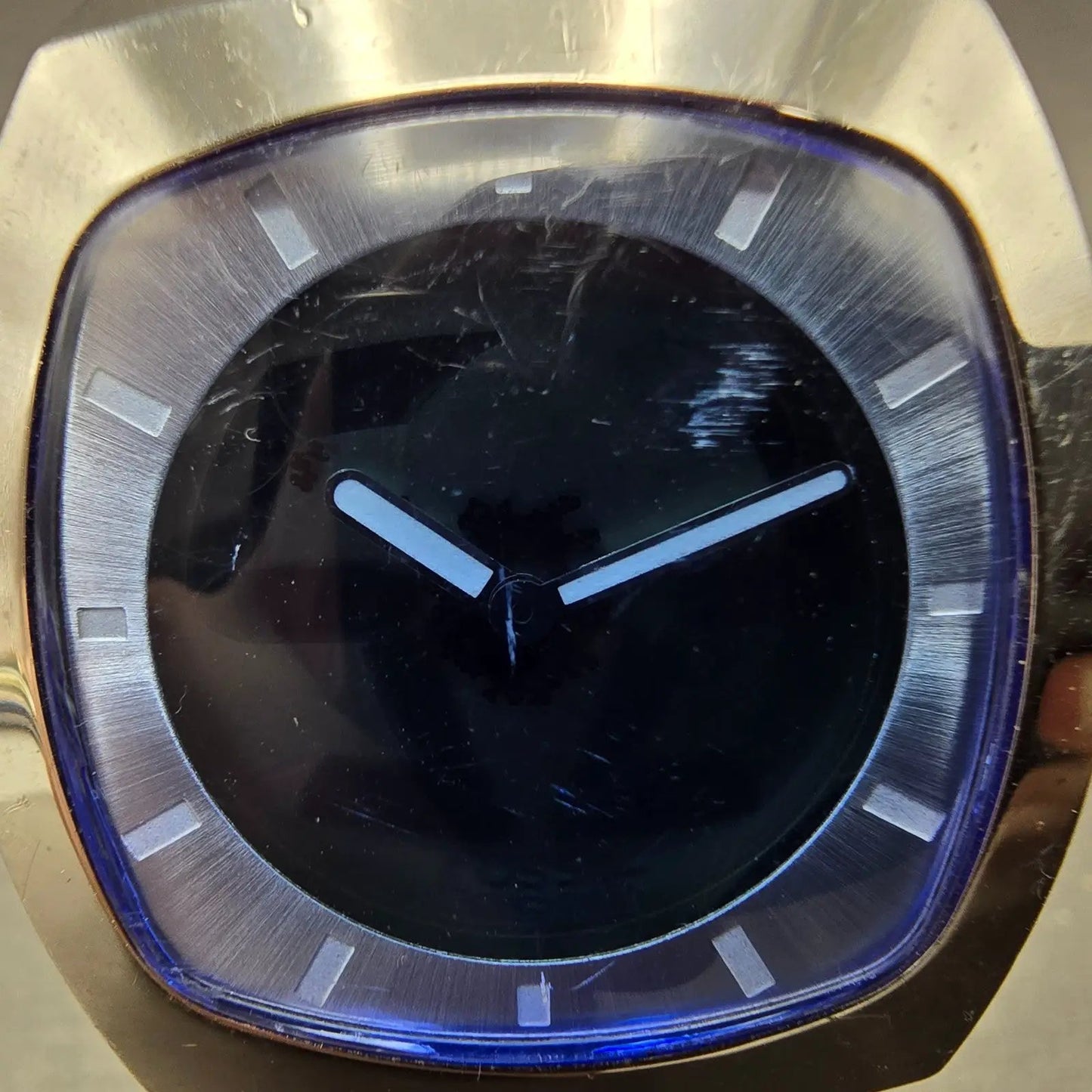 Fossil Big Tic Watch Men 37mm Blue Dial Silver Tone Rectangle JR-7903 NewBattery1