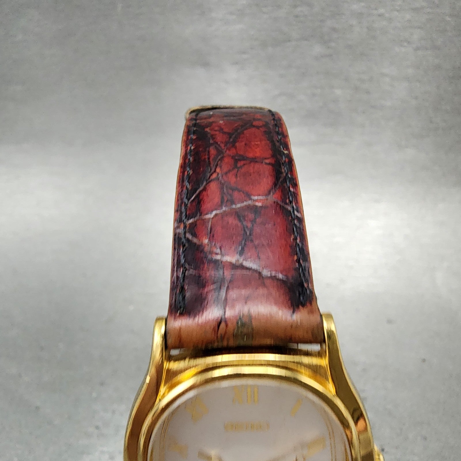 Seiko Tank Watch Men 29mm Silver Dial Gold Tone Date 7n295221 New Battery4