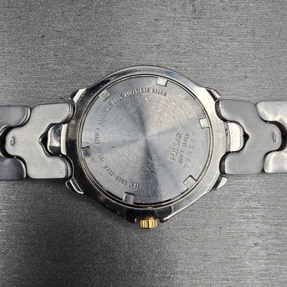 Seiko Pulsar Watch Men 36mm White Dial Two Tone Date Round V732-0060 New Battery10