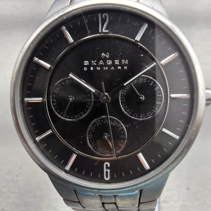 Skagen Denmark Watch Men 38mm Gray Dial Silver Tone Daydate 331XLSXM New Batt LP1