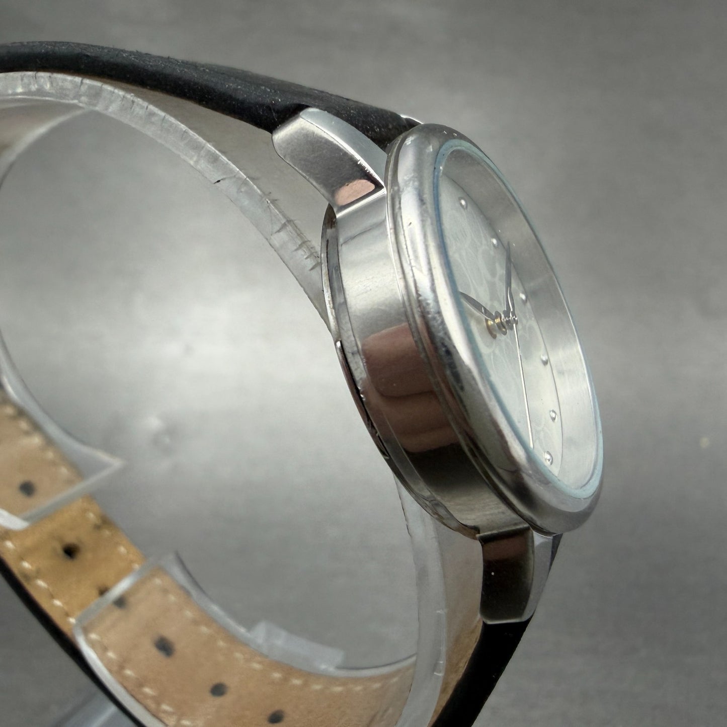 Coach Grand Watch Women 23mm Silver Dial Silver Tone Round Leather New Battery3