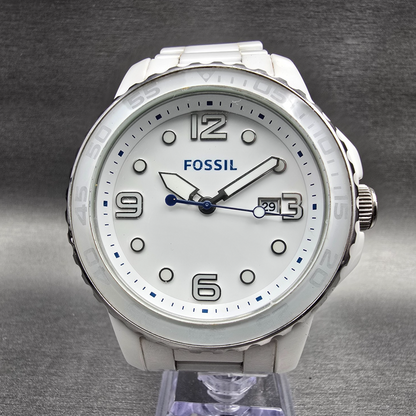 Fossil Dive Watch Womens 48mm White Dial Two Tone Date Round CE-5009 New Battery0