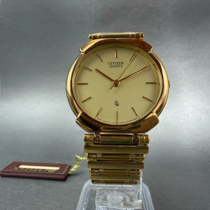 Citizen CQ Watch Unisex 30mm Champagne Dial Gold Tone Round  2838 New Battery5