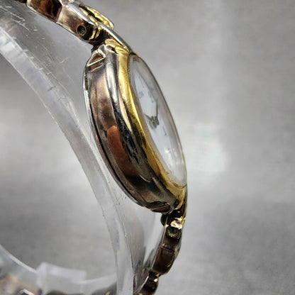 Bulova Watch Women 16mm White Dial Two Tone Oval 98L66 New Battery Vintage3