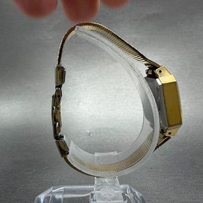 Seiko Tank Watch Women 18mm Green Dial Gold Tone Manual Rectangle 11-3990 Runs 18
