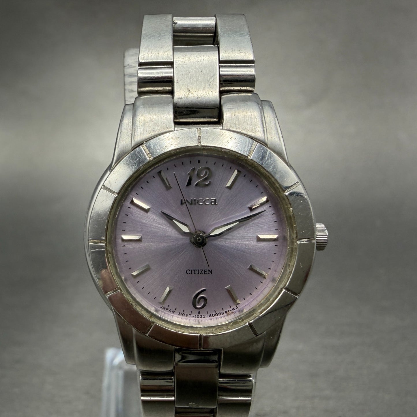 Citizen Wicca Watch Women 24mm Purple Dial Silver Tone 1032-S004951 New Battery0