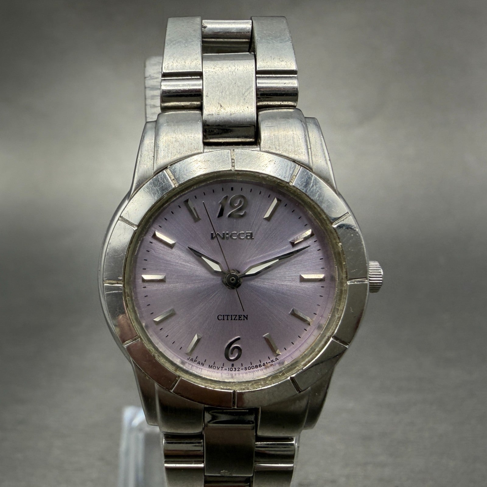 Citizen Wicca Watch Women 24mm Purple Dial Silver Tone 1032-S004951 New Battery0