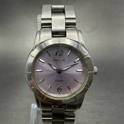 Citizen Wicca Watch Women 24mm Purple Dial Silver Tone 1032-S004951 New Battery0