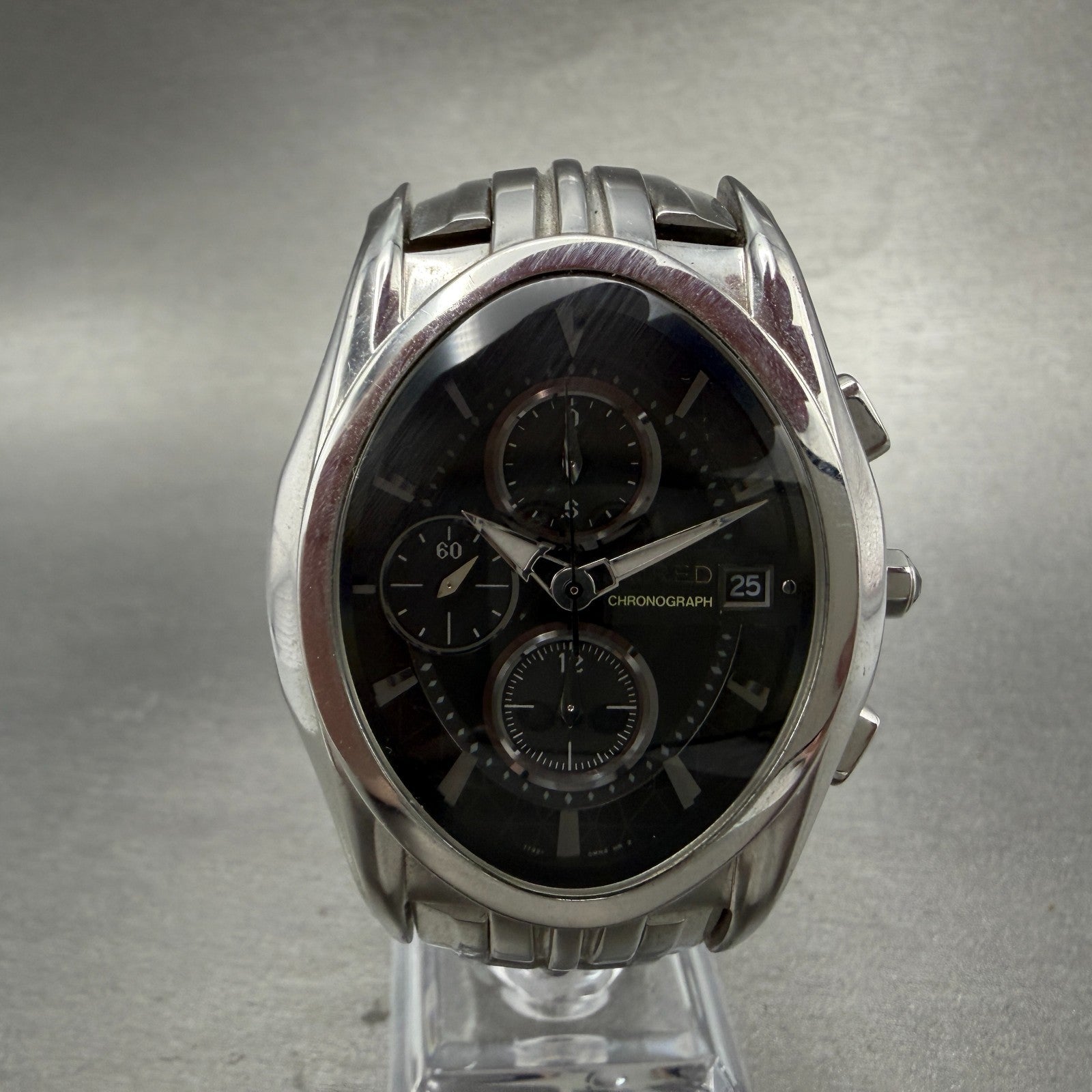 Seiko Wired Chronograph Watch Men 39mm Black Dial Steel Date 7T92-0JY0 New Batt0