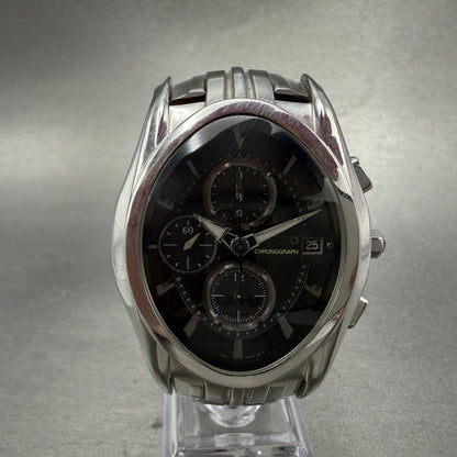Seiko Wired Chronograph Watch Men 39mm Black Dial Steel Date 7T92-0JY0 New Batt0