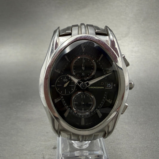 Seiko Wired Chronograph Watch Men 39mm Black Dial Steel Date 7T92-0JY0 New Batt0