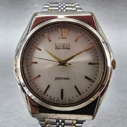 Citizen Junction Eco-Drive Watch Men 35mm Champpange Dial Two Tone Round Works P1