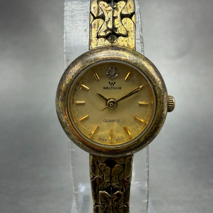 Waltham Watch Women 18mm Champagne Dial Gold Tone Round YWL204-5Y30-093 New Batt0