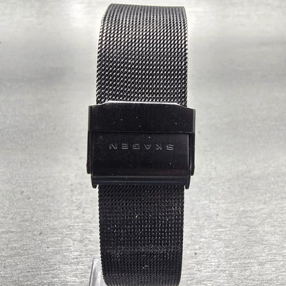 Skagen Denmark Watch Men 34mm Blue Dial Black Tone Titanium 233LTMN New BatteryG7