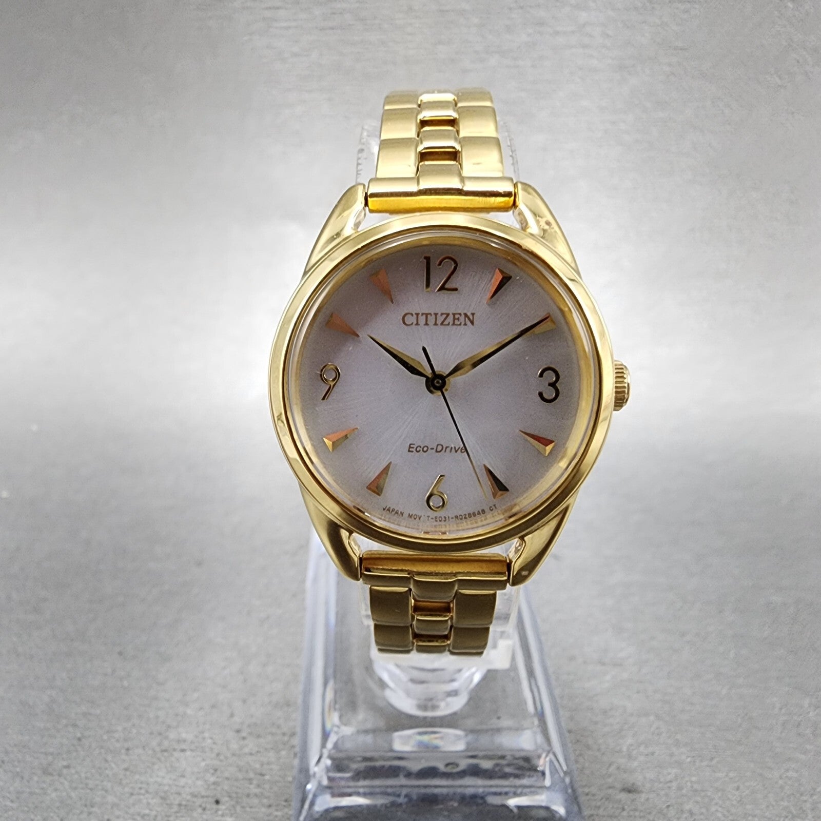 Citizen EcoDrive Watch Women 27mm White Dial Gold Tone Round EM068274A Works0