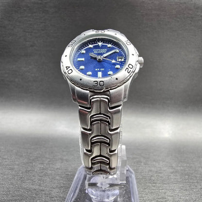 Citizen Watch Women 26mm Blue Dial Silver Date Round 1012-S92316 New Battery JP5