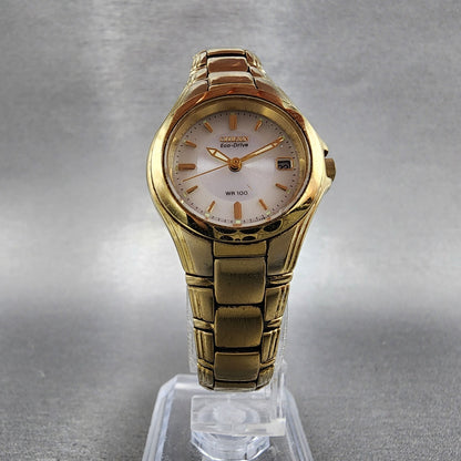 Citizen EcoDrive Watch Women 26mm White Dial Gold Tone Date Round Runs5