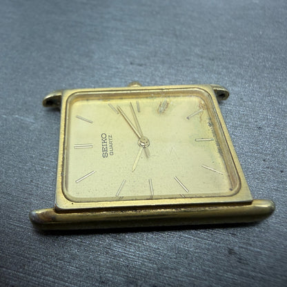 Seiko Tank Watch Men 25mm Champagne Dial Gold Tone Rectangle 9021-5009 PARTS4