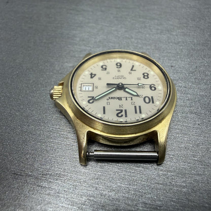 LL Bean Field Watch Women 27mm Gray Dial Gold Tone Date Round Vintage PARTS5