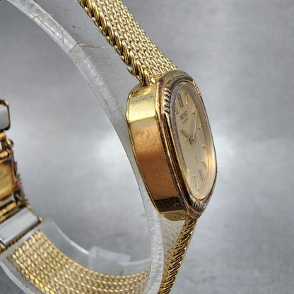 Seiko Watch Women 21mm Champagne Dial Gold Tone Octagon 23205200 New Battery3