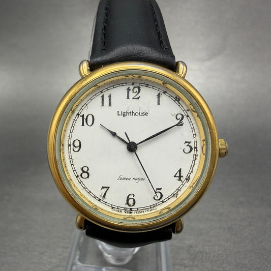 Citizen Lighthouse Watch Unisex 32mm White Dial Gold Round 3630-363086 New Bat0