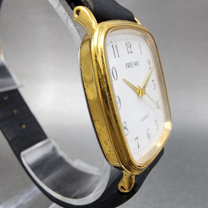 Citizen Free Way Tank Watch Men 28mm White Dial Gold Tone 1l30-I816 New Battery