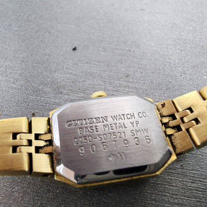 Citizen CQ Tank Watch Women 13mm Black Dial Gold Tone 2250S07521 New Battery9
