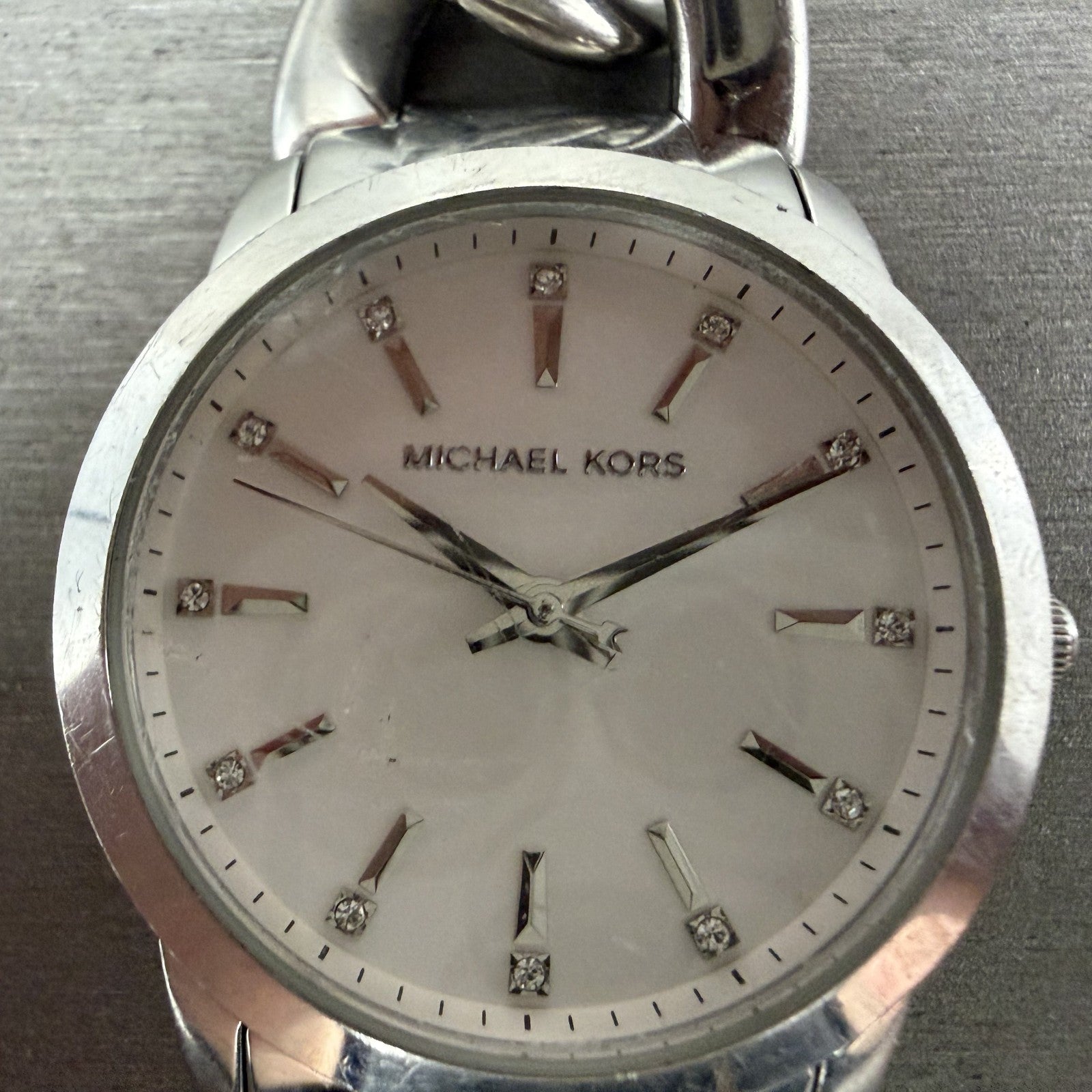 Michael Kors Elena Watch Women 35mm White Dial Silver Tone Round MK-4637 New Bat1