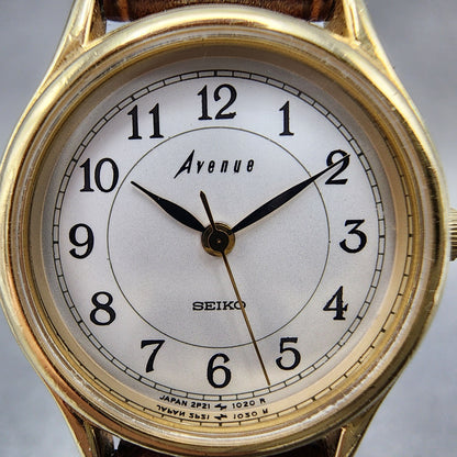Seiko Avenue Watch Women 25mm Silver Gold Tone Round 2P210290 New Battery1