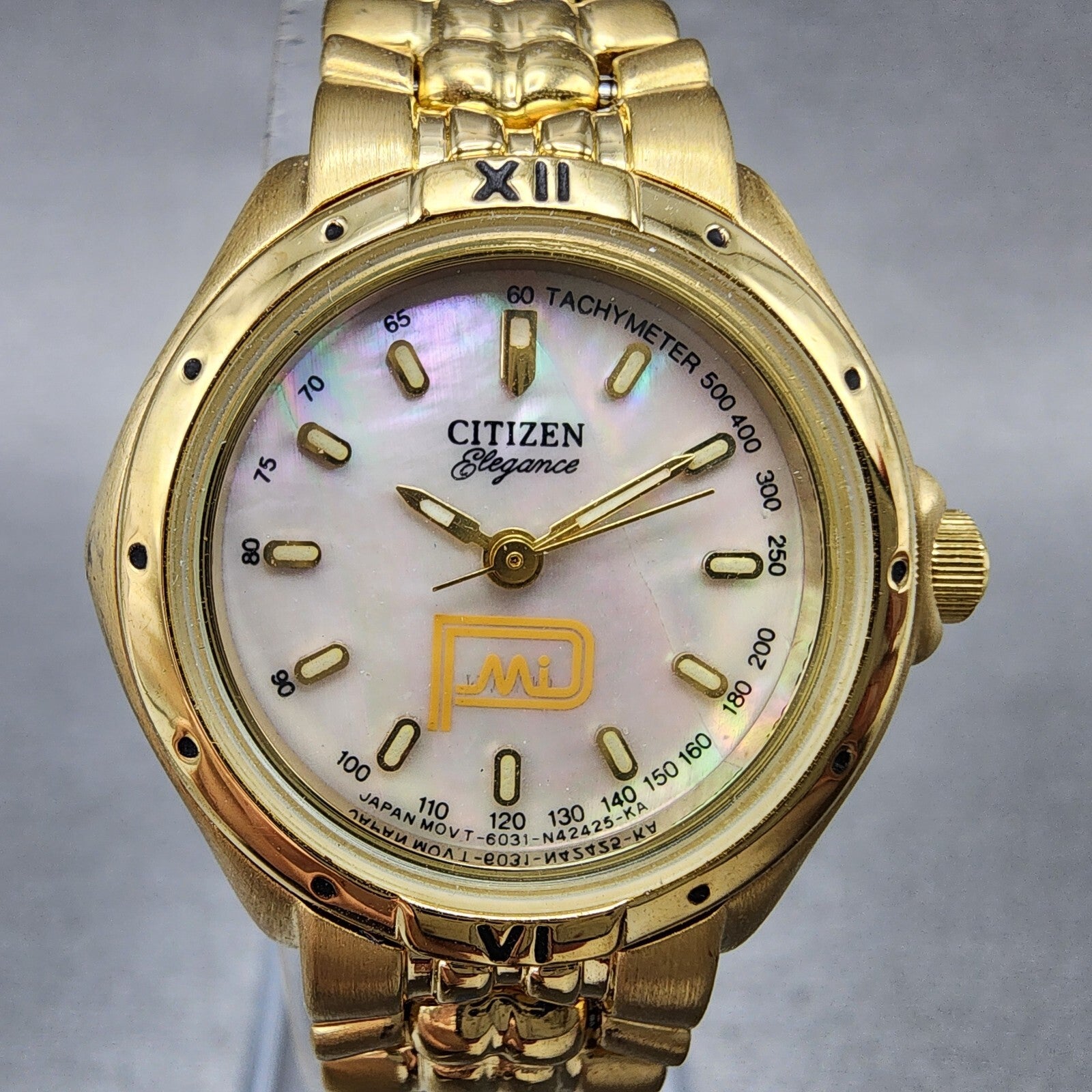Citizen Elegance Watch Women 24mm MOP Dial Gold Tone Hexagon 6031S49364 New Bat1