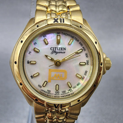 Citizen Elegance Watch Women 24mm MOP Dial Gold Tone Hexagon 6031S49364 New Bat1