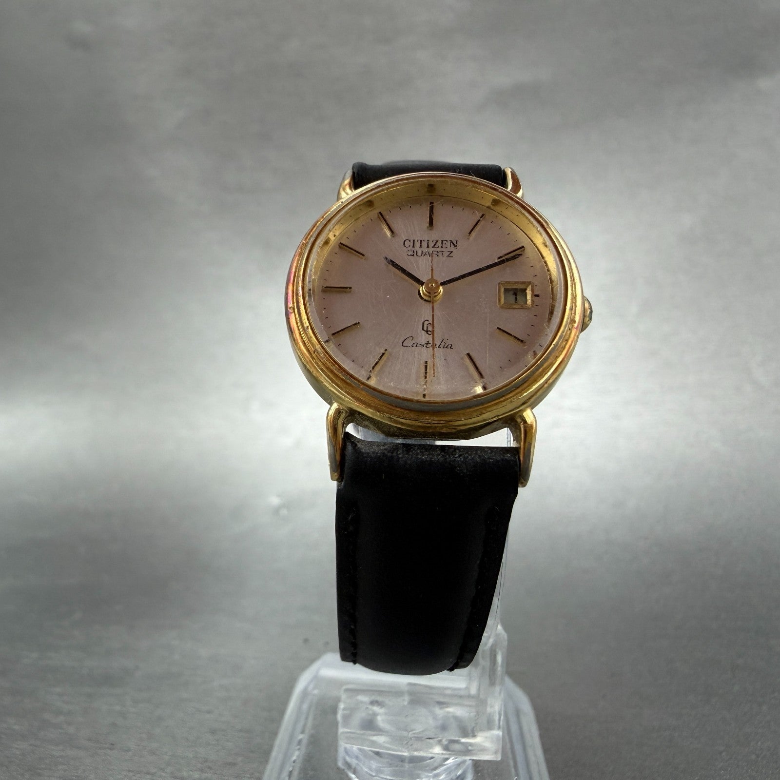 Citizen Castalia Watch Women 24mm Silver Dial Gold Tone Date Round New Battery5