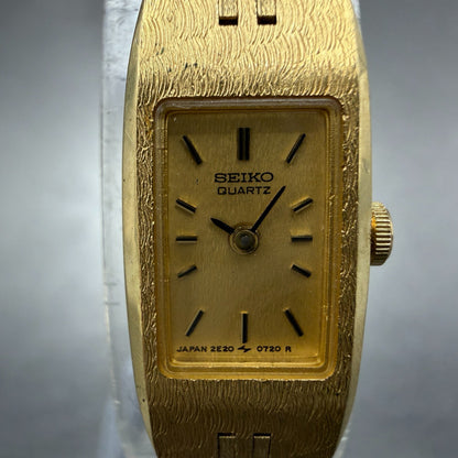 Seiko Tank Watch Women 12mm Champagne Dial Gold Tone 2E20-5559 New Battery1