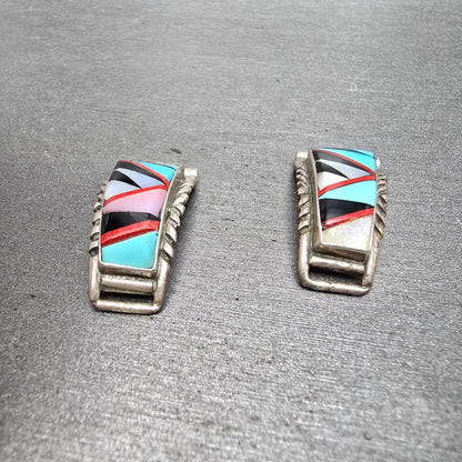 Navajo Watch band tips 14mm Silver Tone Red Blue Tone Vintage4
