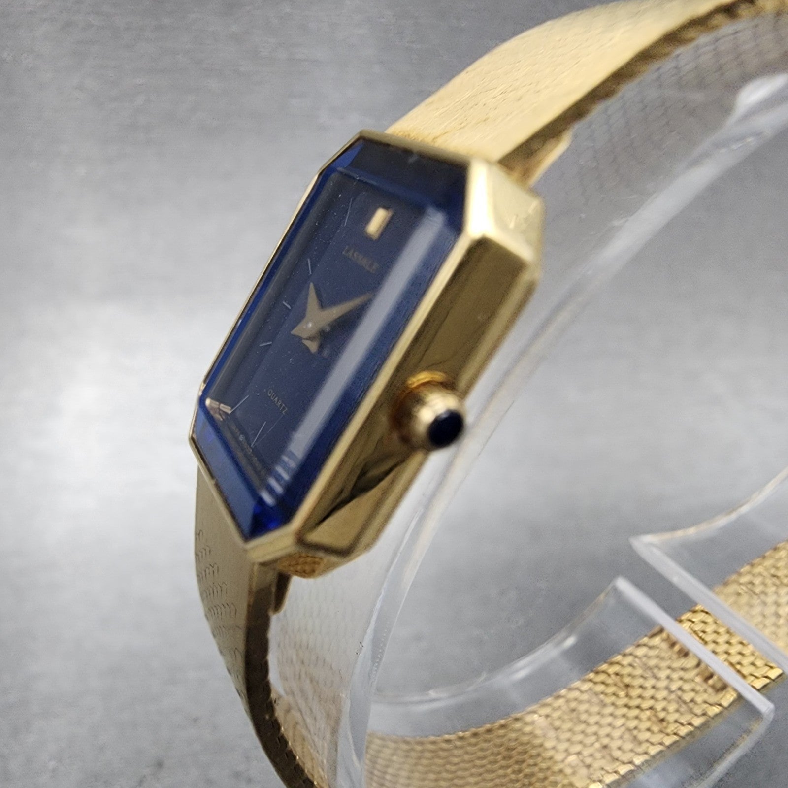 Seiko Lassle Tank Watch Women 16mm Blue Dial Gold Tone 4n005409 PARTS3
