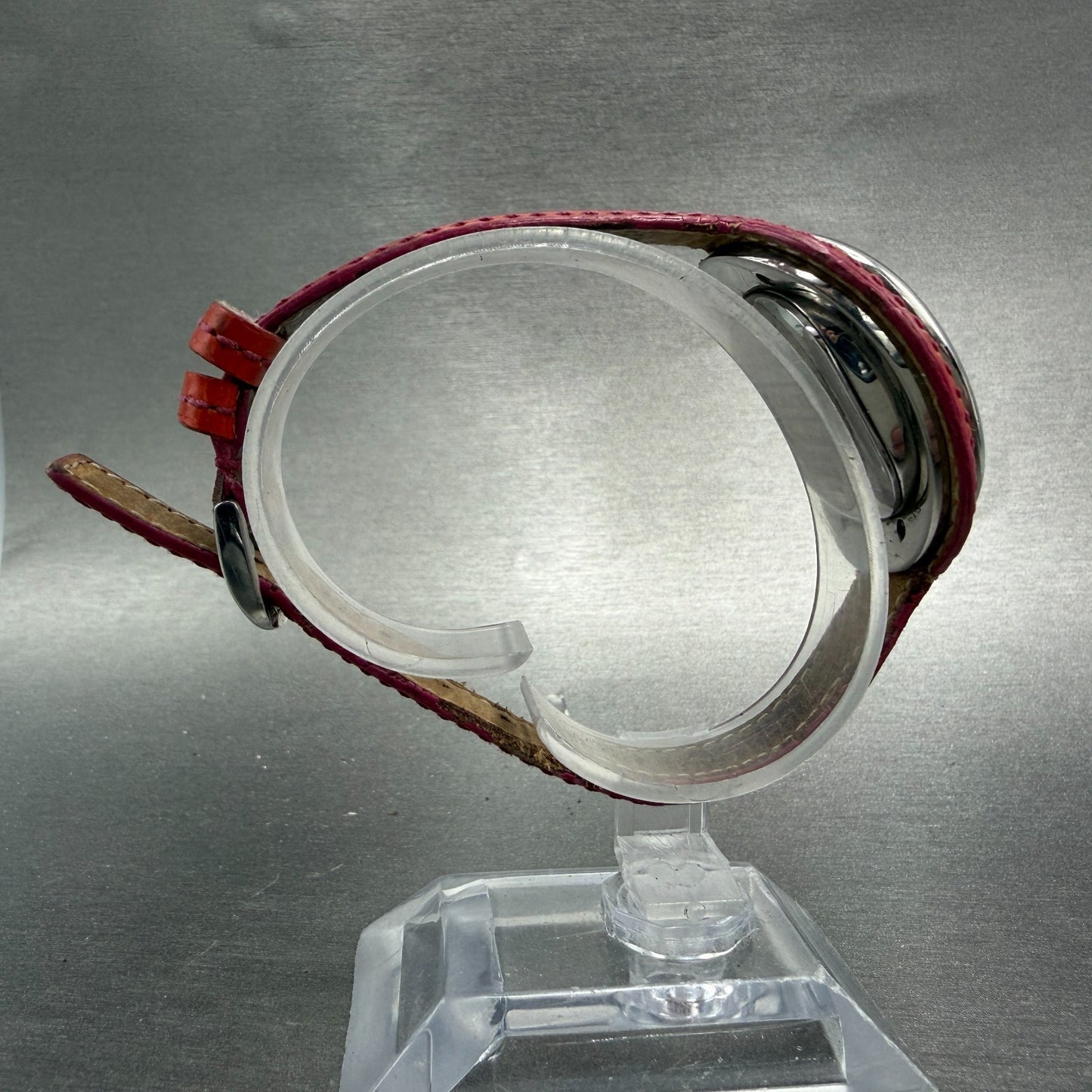 Coach Watch Women 32mm Silver Dial Silver Tone Oval Red Leather Band New Battery8