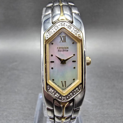 CitizenEco-Drive Watch Women 14mm MOP Dial Two Tone Hexagon G620-S05621 Runs JP0