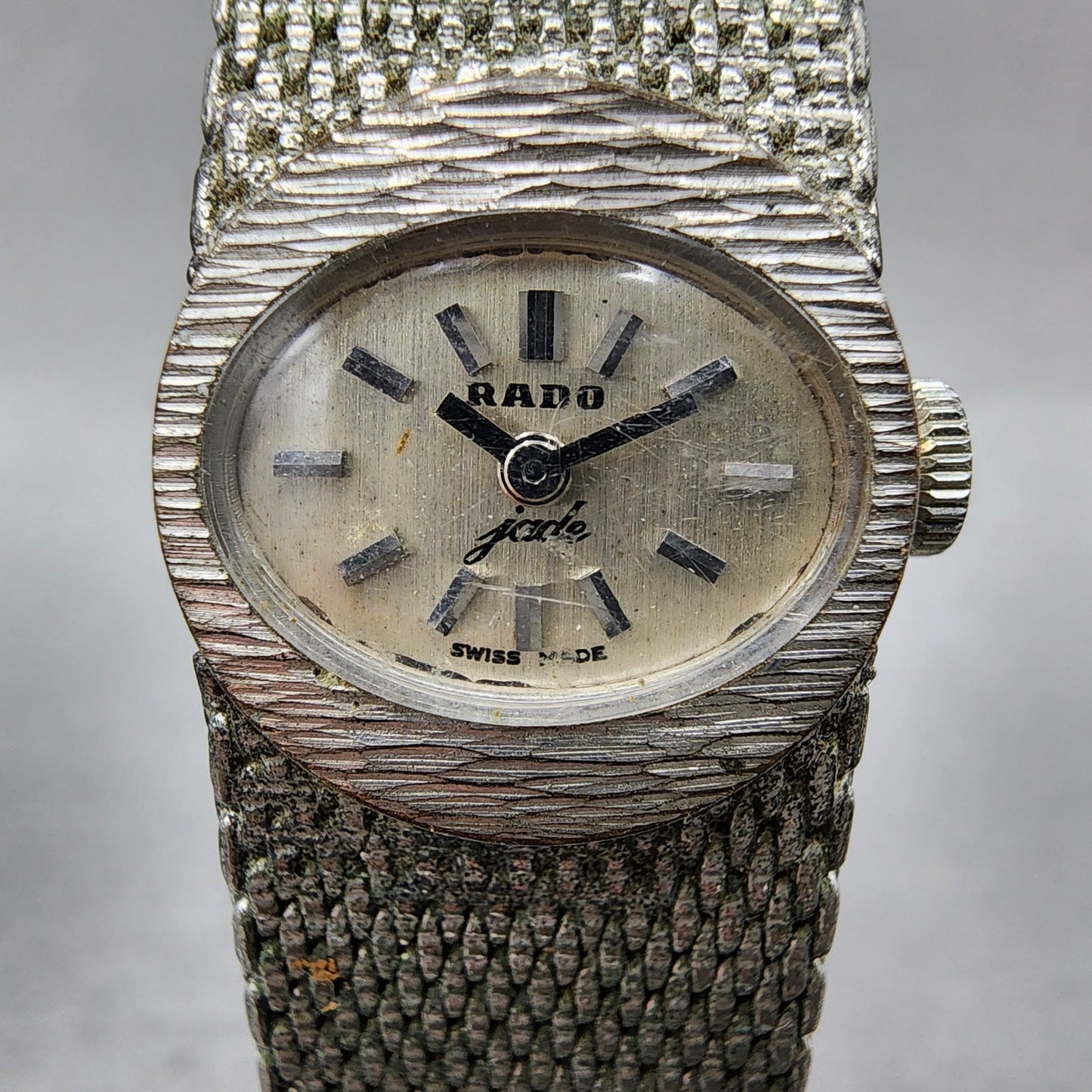 Rado Jade Watch Women 17mm Silver Dial Silver Tone Oval Manual Wind Runs1